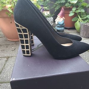 Brian Atwood black cage heels